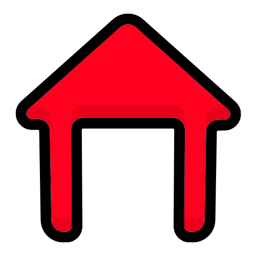 a red 'building' shape, like two walls with a roof.